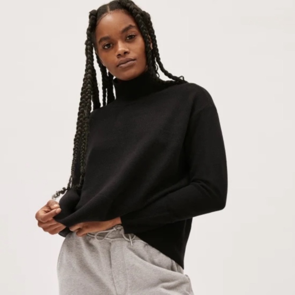 Everlane Cashmere Black Turtleneck Sweater